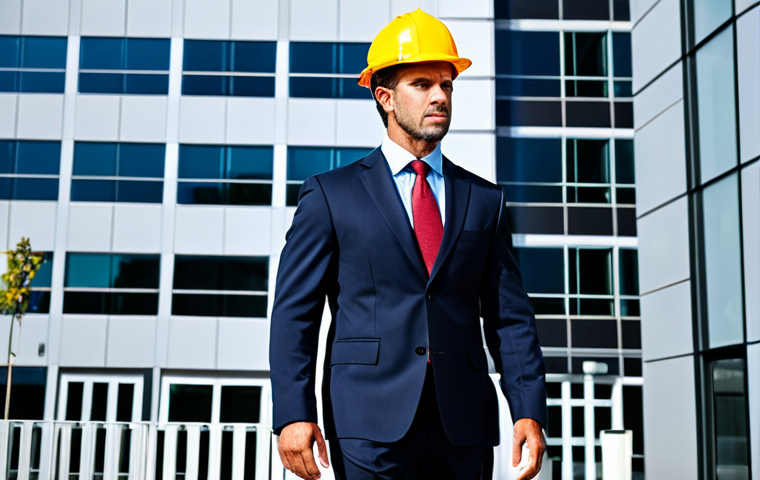 행정안전 시험 기출 문제 분석 - **

A professional safety manager in a fully clothed business suit, inspecting a modern office build...